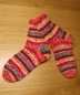 Preview: Socken sensitive handgestrickt Grösse 31/32 farbig gelb neon, orange neon, pink neon, lila, orange, hellgrün gemustert