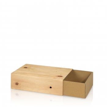 Schiebdeckelkarton/Geschenkkarton Holzoptik klein