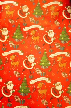 Geschenkpapier Weihnachtsmotive Santa rot Weihnachtsbaum 70cmx2m