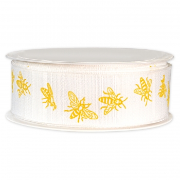 Geschenkband Bienen weiss/gelb 30mmx20m