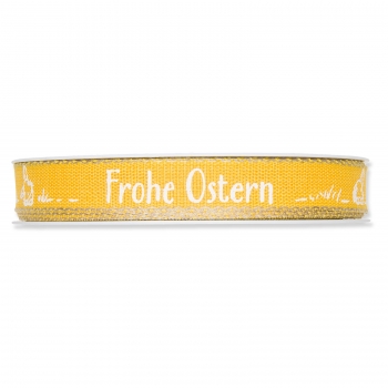 Geschenkband Frohe Ostern gelb/weiss bedruckt 15mmx20m