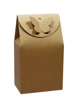 Köcher/Papiertasche Kraftpapier natur mit Schmetterling-Verschluss