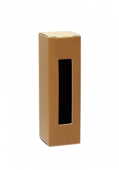 Kartonschachtel mit Sichtfenster hellbraun matt, innen schwarz 25x25x85mm