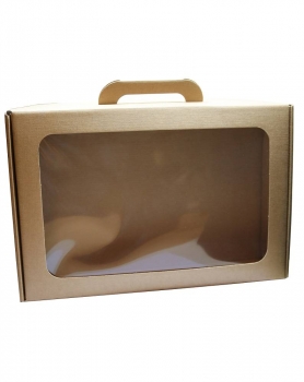 Geschenkbox Koffer 365x245x85mm, Leinenoptik, für 6 kleine Flaschen