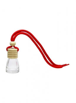 Glasflasche konisch 7ml kompl. inkl Holzschraubdeckel und Kordel rot für Auto-Raumduft