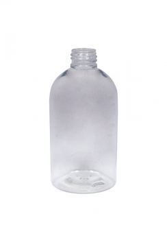 Kunststofflasche 250ml rund, PET transparent, Mündung 24/410  Lieferung ohne Verschluss, bei Bedarf bitte separat bestellen!