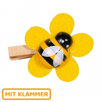 Wäscheklammer-Set Biene "Sumsi" gelb/schwarz Holz 6 Stk.