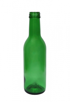 Bordeaux-Flasche grün hell 250ml, Mündung MCA28/PP28  Lieferung ohne Verschluss, bei Bedarf bitte separat bestellen. Solange Vorrat!