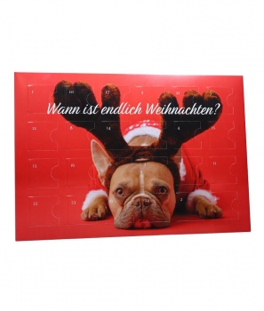 Adventskalenderr  "Hund, Wann ist endlich Weihnachten?"  für 24 Trüffel/Pralinen
