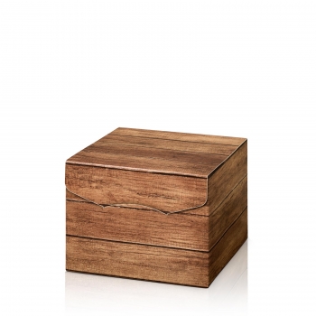 Geschenkschachtel Karton mit Holzmotiv Klappdeckel 19,5x19,5x15cm, solange Vorrat!