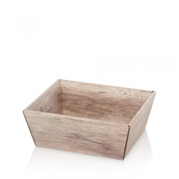 Geschenkkorb "Wood" klein, Holzmortiv matt, Karton