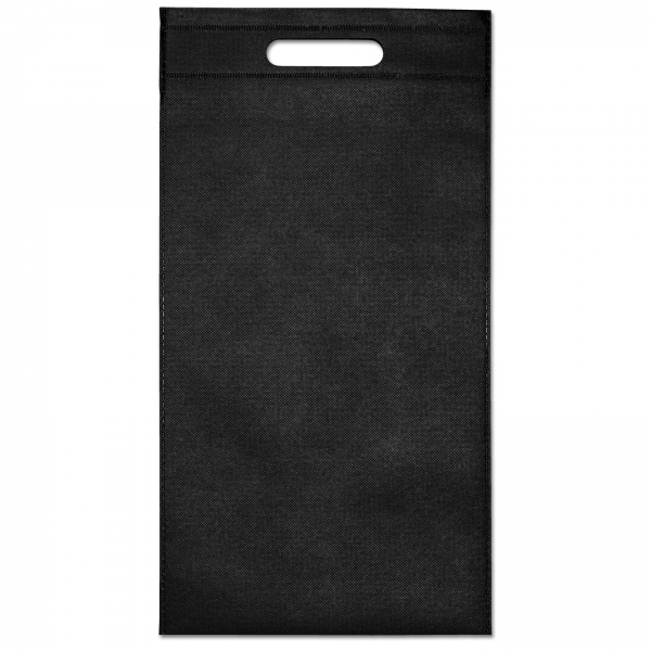 Flaschentragetasche schwarz 2er aus Vlies (non woven) mit Fächern