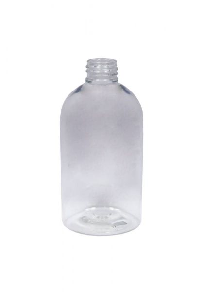 Kunststofflasche 250ml rund, PET transparent, Mündung 24/410  Lieferung ohne Verschluss, bei Bedarf bitte separat bestellen!