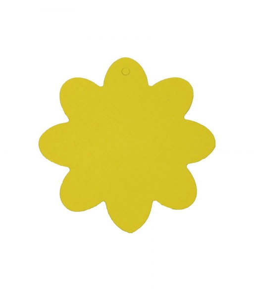 Anhängeschildchen Blume mit 8 Blütenblätter gelb, Pack à 25Stk. solange Vorrat!